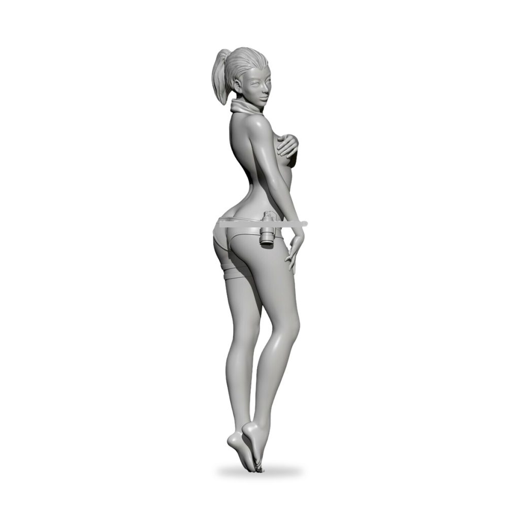 Unpainted female secret agent figure in underwear with knife holster.