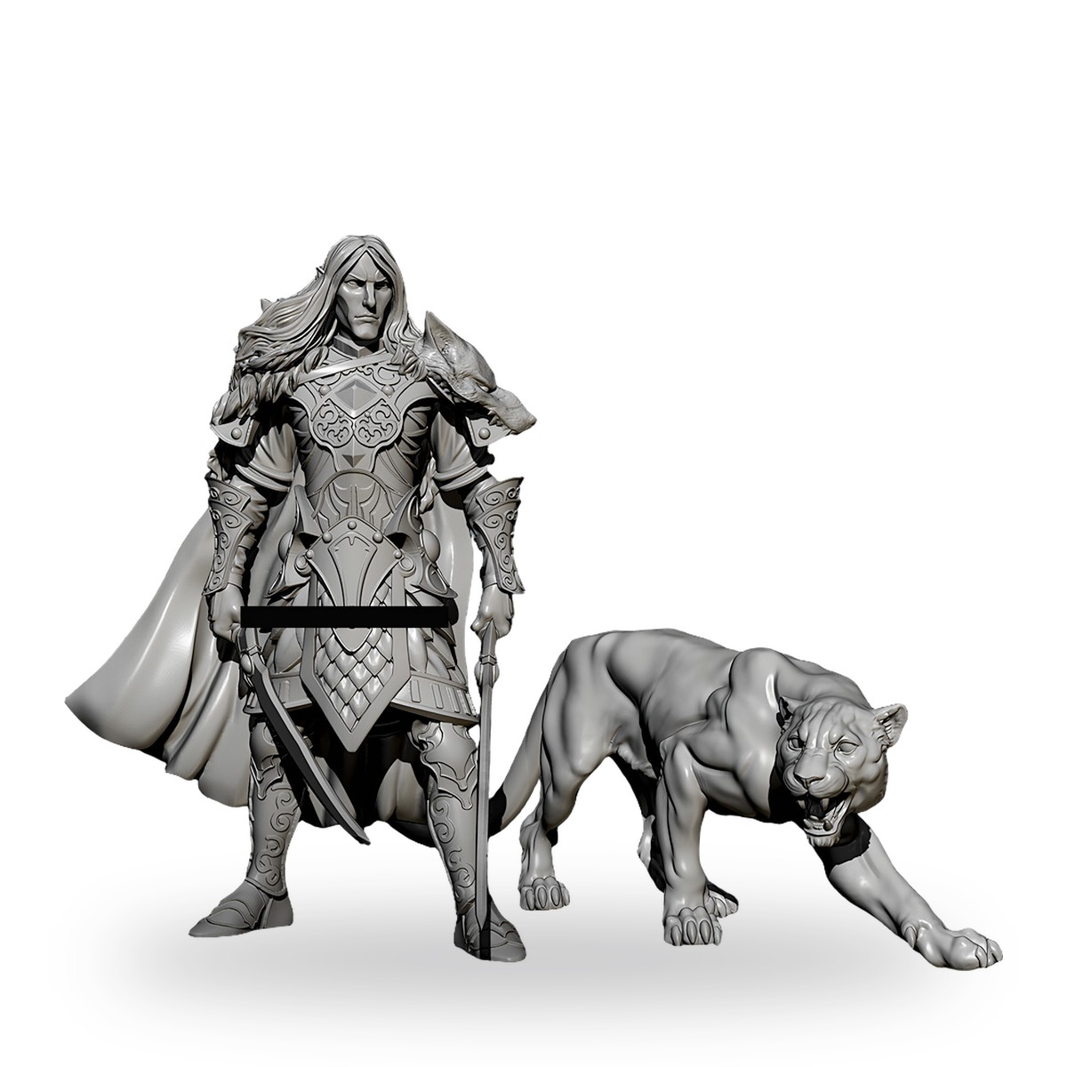 55mm Elf Warrior Prince Saber Lioness Fantasy Resin Figure Kit - view 2