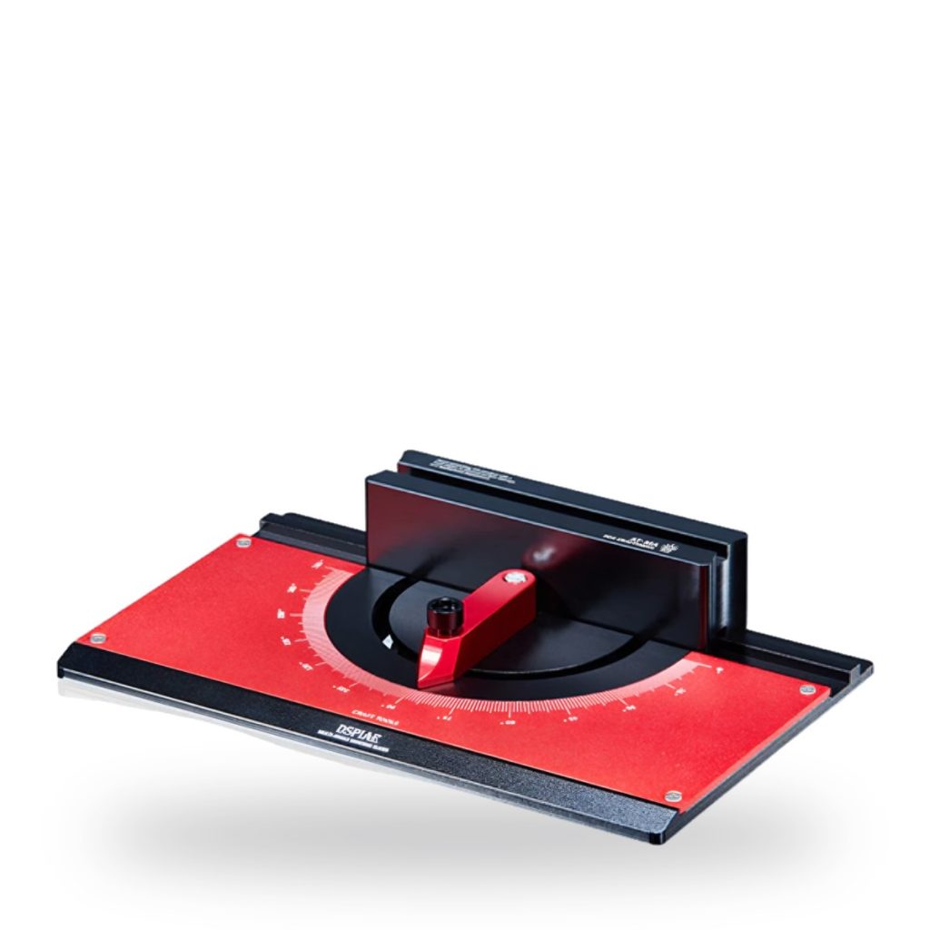 Multi-angle sanding slider tool with red base and black guide rail.