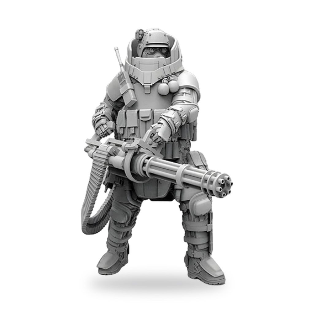 Unpainted 1/35 Avant Garde Commando Soldier Space Opera Resin Figure Model Kit holding a large weapon.
