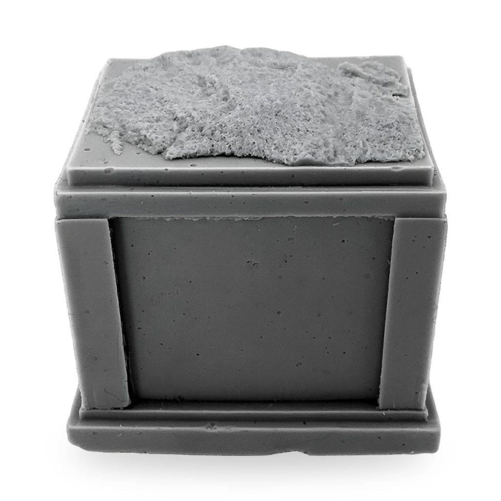 Unpainted square base platform with textured top surface.
