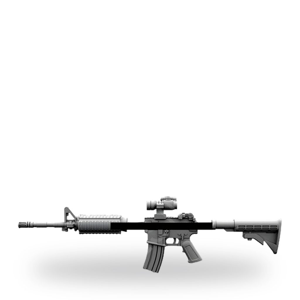 Unpainted 1/35 scale M4 carbine assault rifle miniature model.
