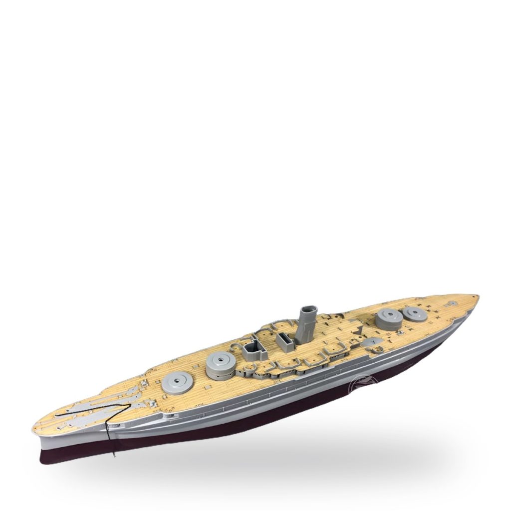 Unpainted wooden deck upgrade for USS Arizona BB-39 1/350 scale model kit.