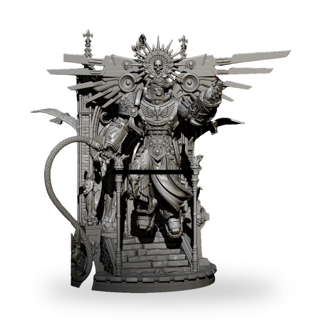 Unpainted Imperial Knight armor fantasy soldier GK resin figure model kit on white background.