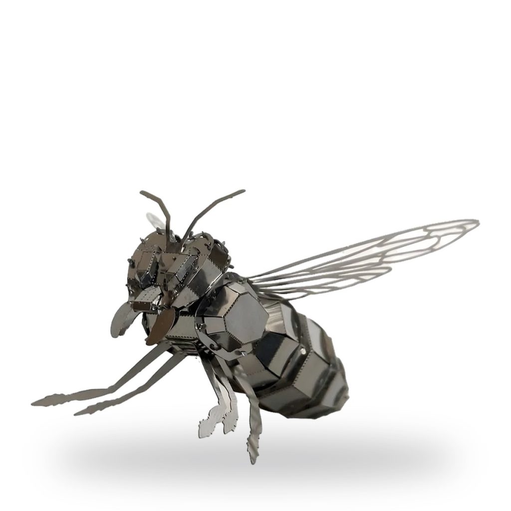Metallic hornet bee insect puzzle model with detailed wings and segmented body.
