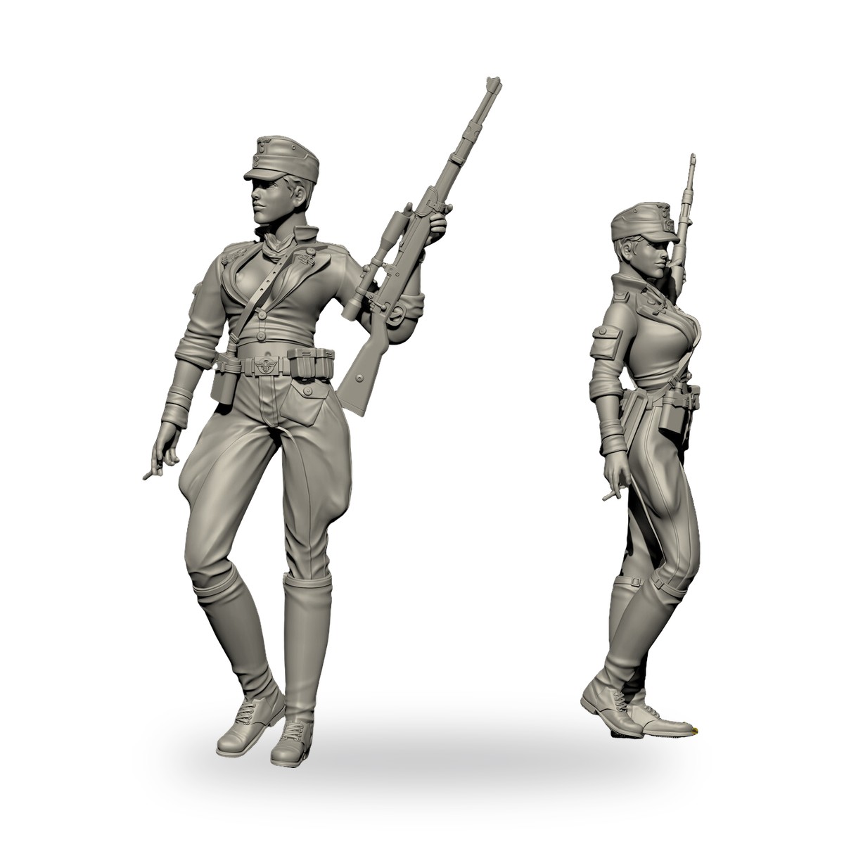 1/24 Female Soldier Shooter Rifle Resin Figure Kit - view 2