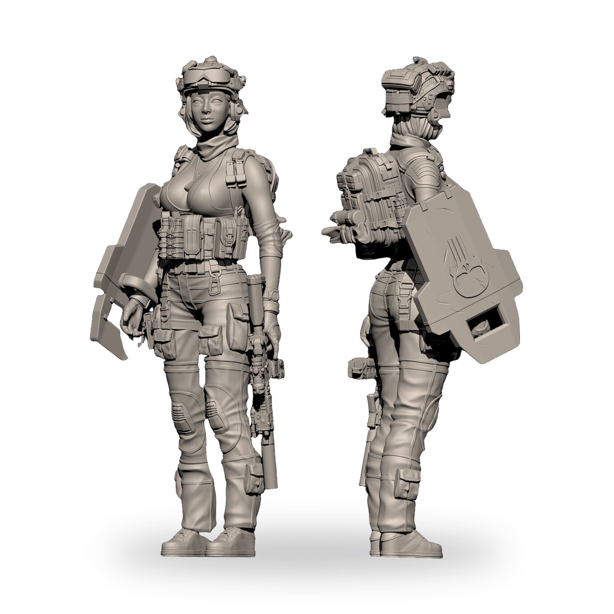 1/24 Female Soldier Vanguard Shield Assault Rifle Resin Figure Kit - view 2