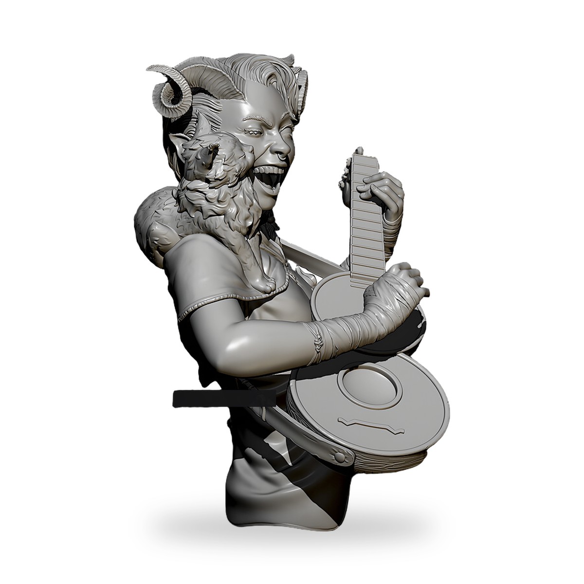 Pin-Up Goat Ukulele Kitten Bust Resin Figure Kit - view 2