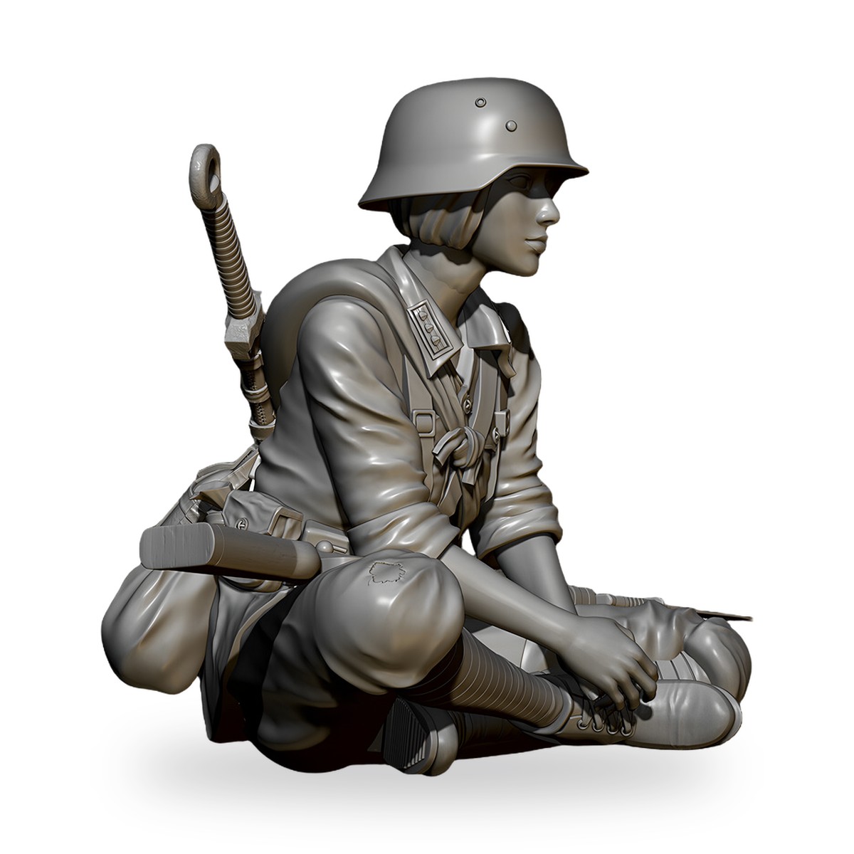 1/35 Female Soldier Bayonet Rifle Machete Resin Figure Kit - view 2