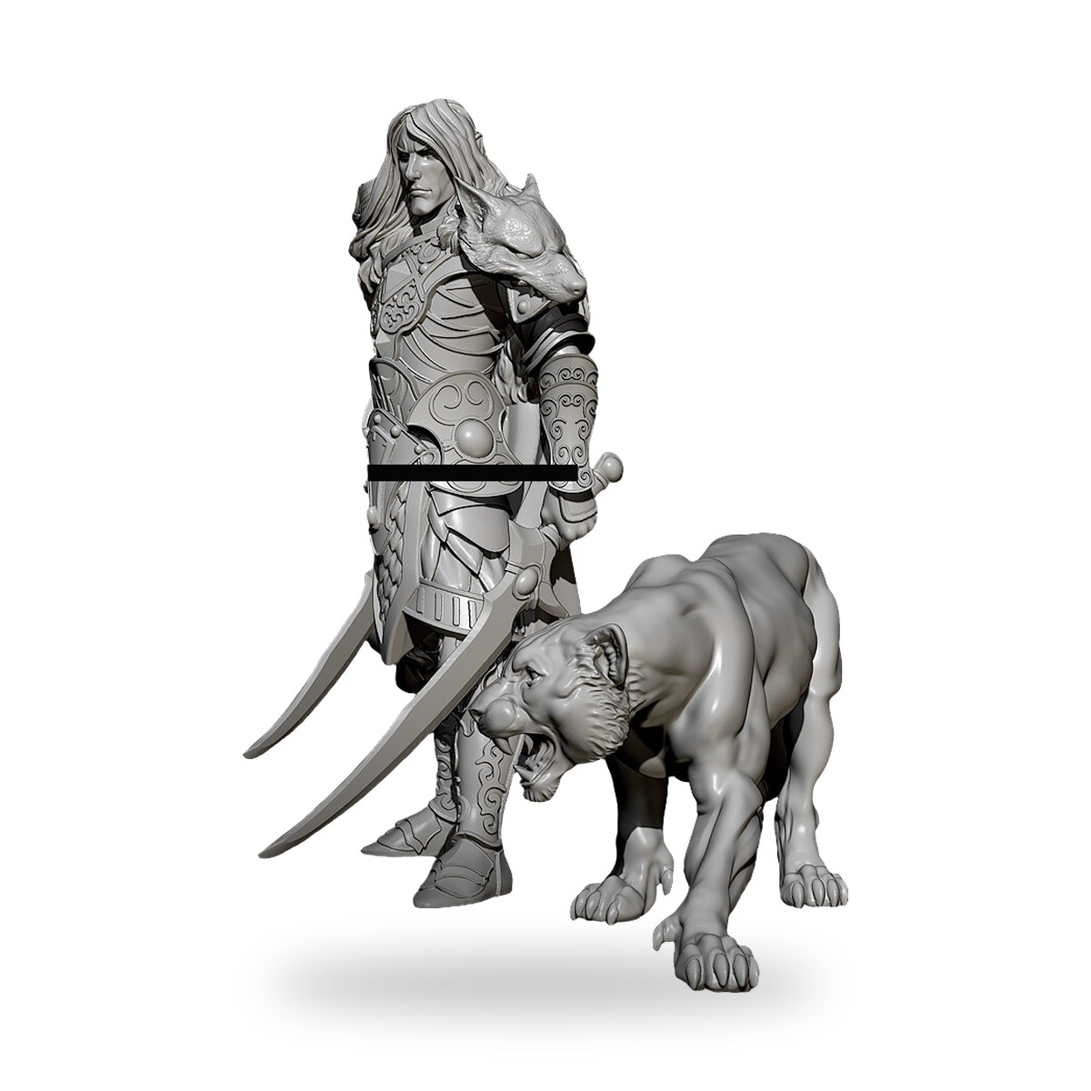 55mm Elf Warrior Prince Saber Lioness Fantasy Resin Figure Kit - view 3