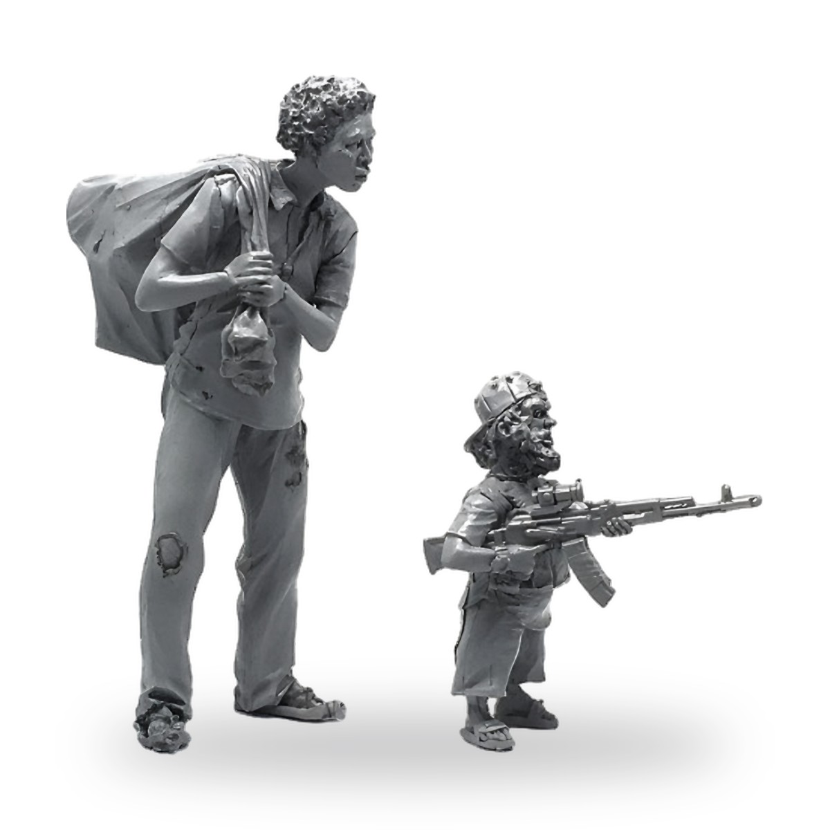 1/35 Civilian Dwarf Man Rifle Resin Figure Kit - view 2