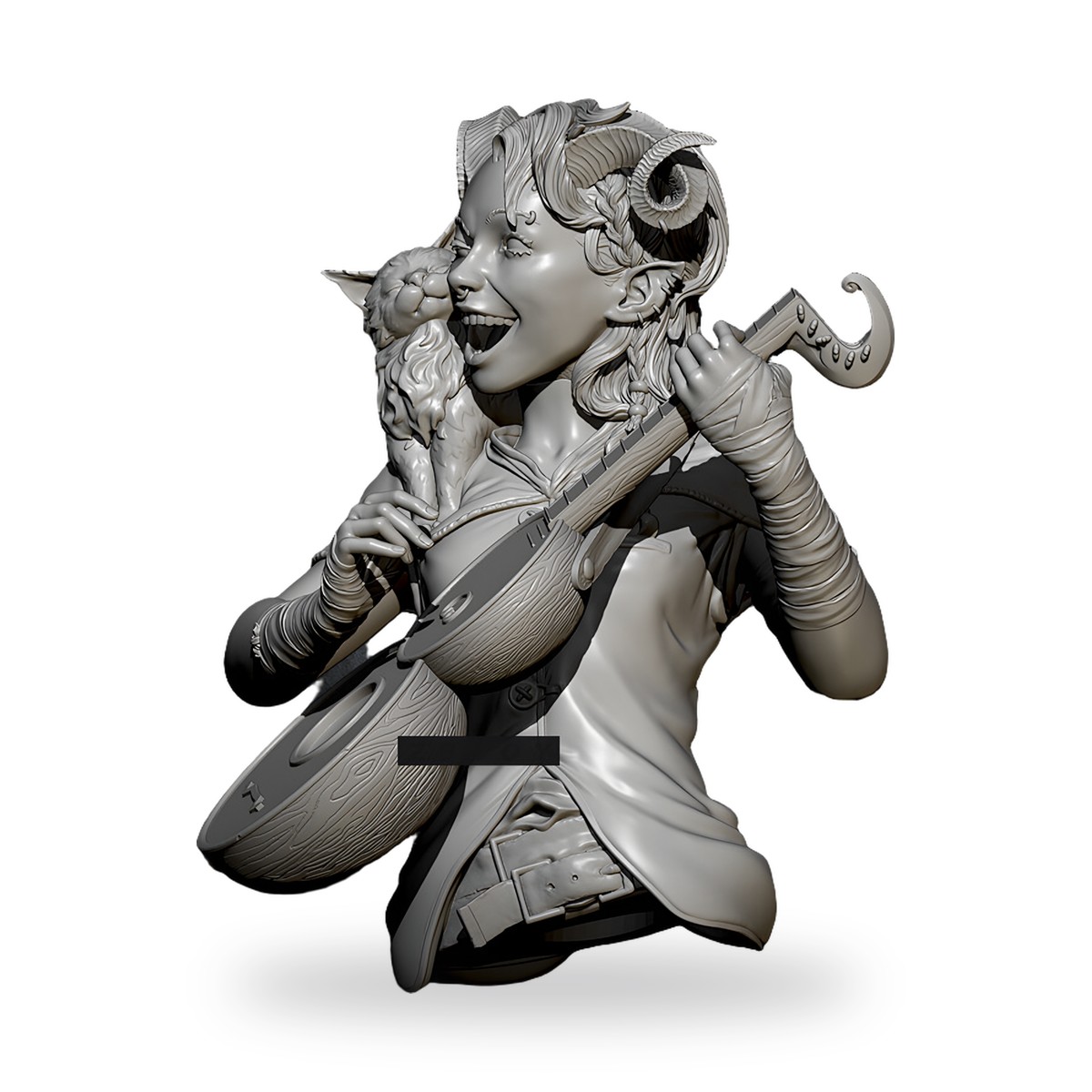 Pin-Up Goat Ukulele Kitten Bust Resin Figure Kit - view 3