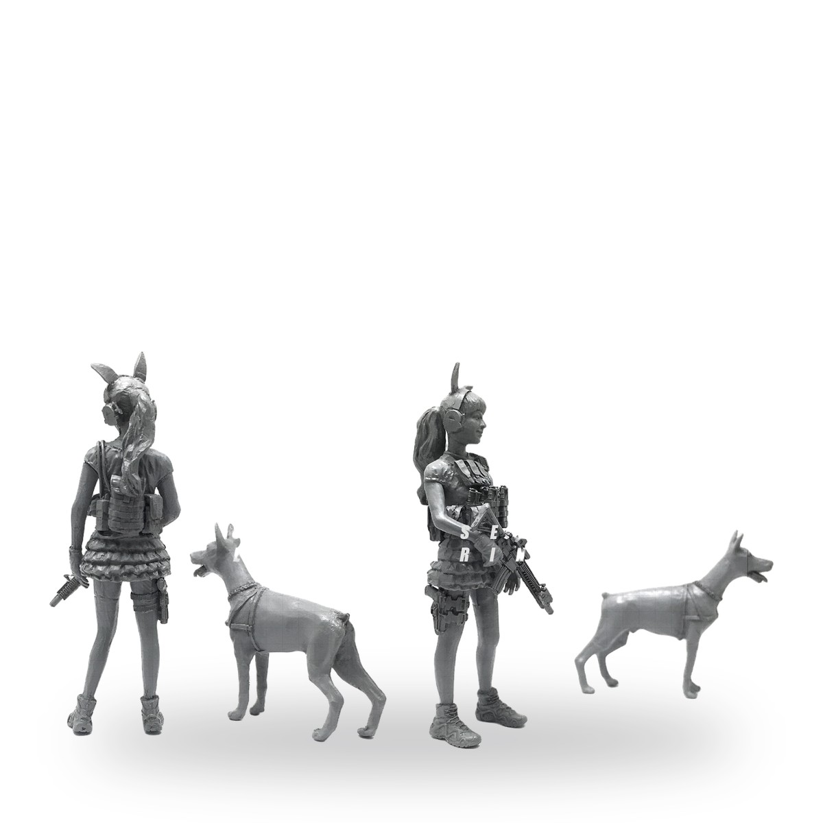 1/35 Female Militia Hunting Dog K9 Resin Figure Kit - view 3