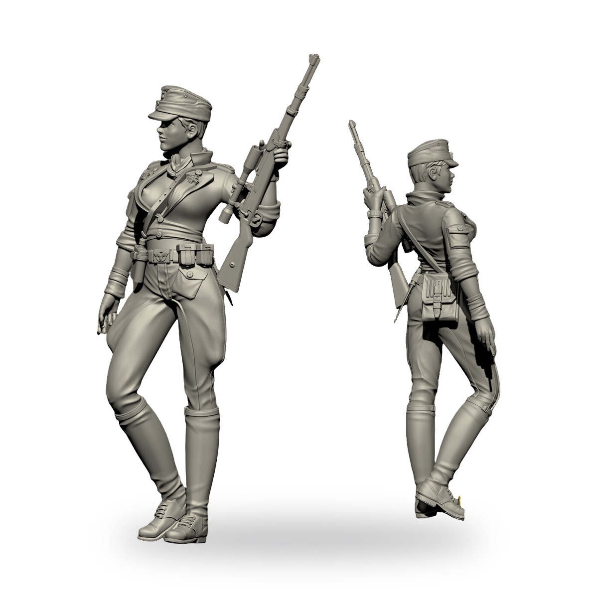 1/24 Female Soldier Shooter Rifle Resin Figure Kit - view 3