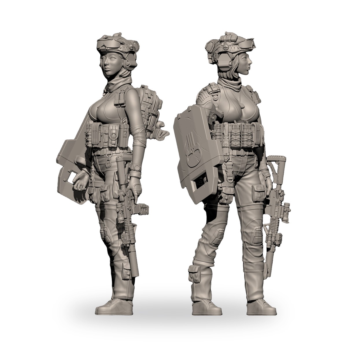 1/24 Female Soldier Vanguard Shield Assault Rifle Resin Figure Kit - view 3