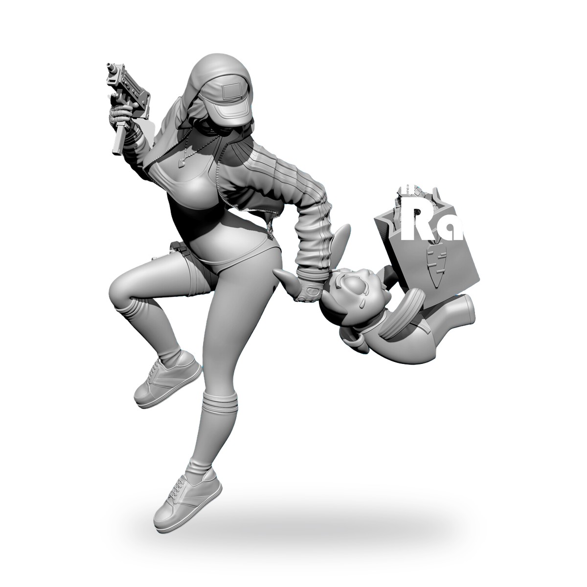 1/24 Bunny Rabbit Grenade Pin-Up Girl Shooter Resin Figure Kit - view 4