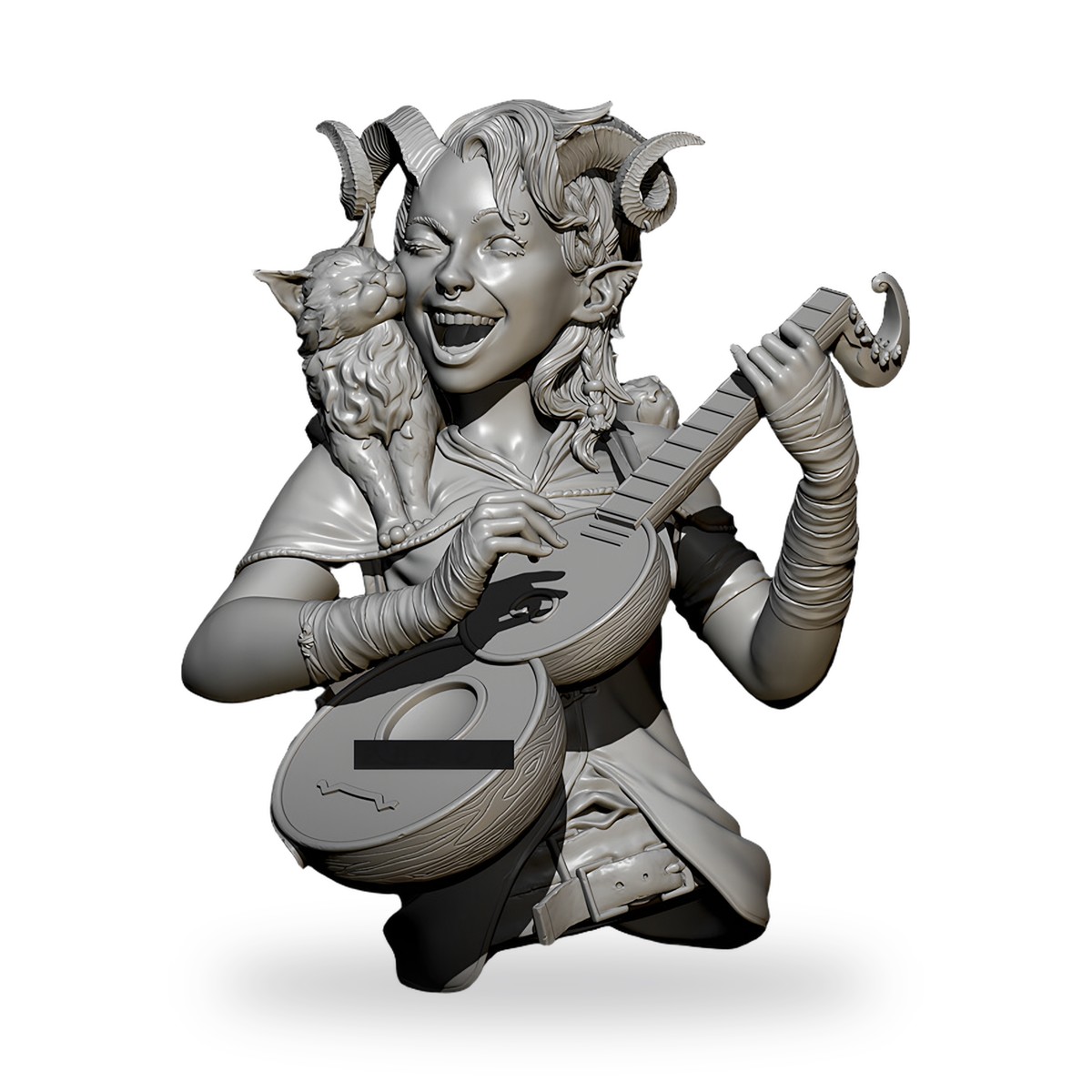 Pin-Up Goat Ukulele Kitten Bust Resin Figure Kit - view 4