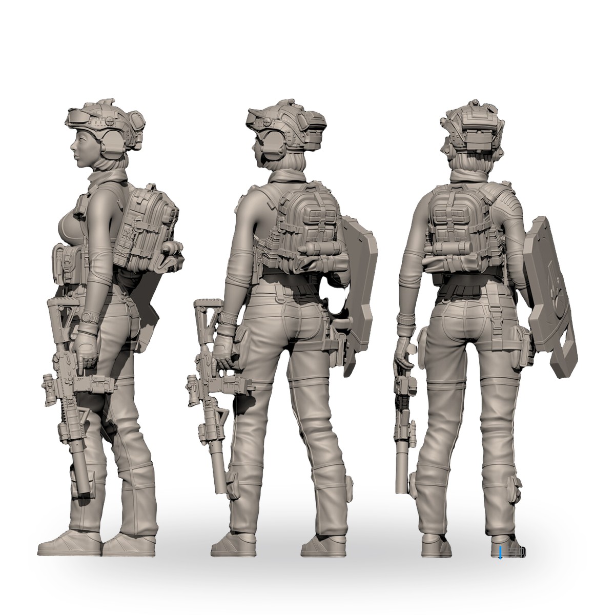 1/24 Female Soldier Vanguard Shield Assault Rifle Resin Figure Kit - view 4