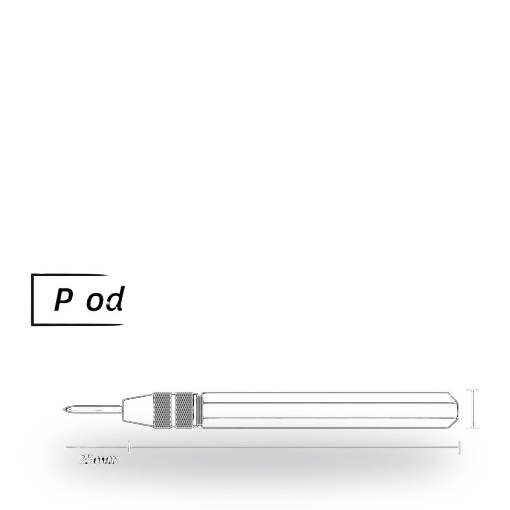 Resin parting line repair knife scraper tool with dimensions shown.